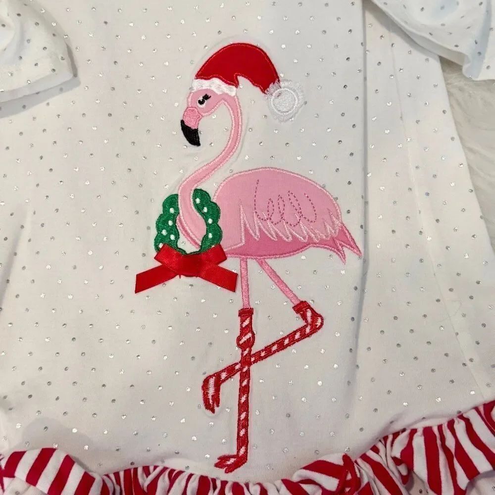 Bonnie Jean Toddler Girls Flamingo Holiday Bubble Dress 24 mo. Christmas